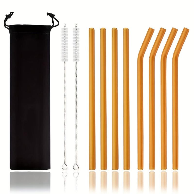 Glass Straw Transparent Heart Straw With Cleaning Brush Reusable Straw