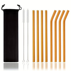 Glass Straw Transparent Heart Straw With Cleaning Brush Reusable Straw
