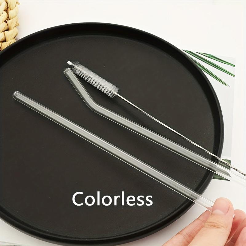 Glass Straw Transparent Heart Straw With Cleaning Brush Reusable Straw