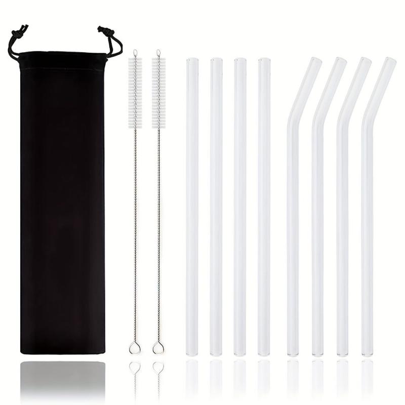 Glass Straw Transparent Heart Straw With Cleaning Brush Reusable Straw