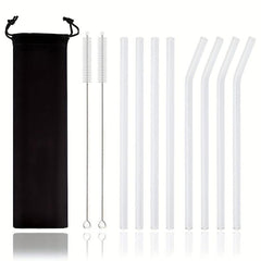 Glass Straw Transparent Heart Straw With Cleaning Brush Reusable Straw
