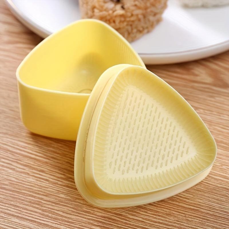 2pcs Yellow Triangle Onigiri Molds for Bento Box, Kitchen Gadgets