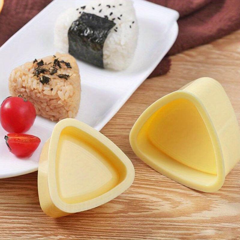 2pcs Yellow Triangle Onigiri Molds for Bento Box, Kitchen Gadgets