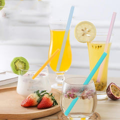6pcs Reusable Silicone Straws 9.25 x 0.32 Multicolor