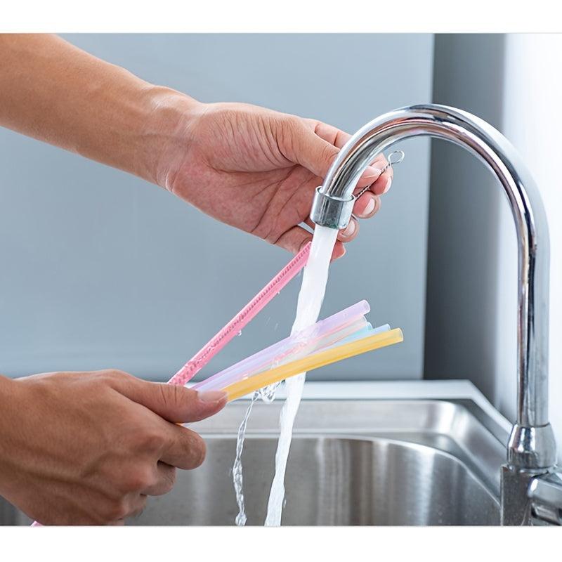 6pcs Reusable Silicone Straws 9.25 x 0.32 Multicolor