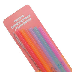 6pcs Reusable Silicone Straws 9.25 x 0.32 Multicolor