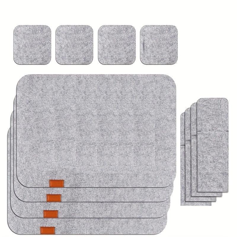 4 Sets Felt Placemat Cup Mat Fork Mat Non-woven Table Mat Square