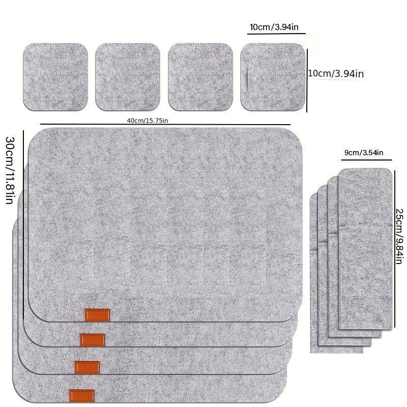 4 Sets Felt Placemat Cup Mat Fork Mat Non-woven Table Mat Square
