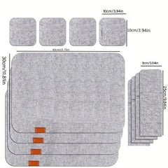 4 Sets Felt Placemat Cup Mat Fork Mat Non-woven Table Mat Square