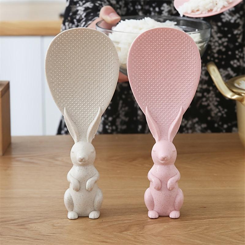 Cute Bunny Shape Rice Scoop Non Stick Standable Rice Spoon Household Rice Cooker