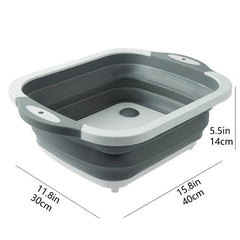 Portable Folding Cutting Board Wash Basin Kitchen Cleaning Storage Basin