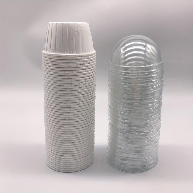 50pcs Cake Cups With Lids Heat Resistant Cake Paper Holder