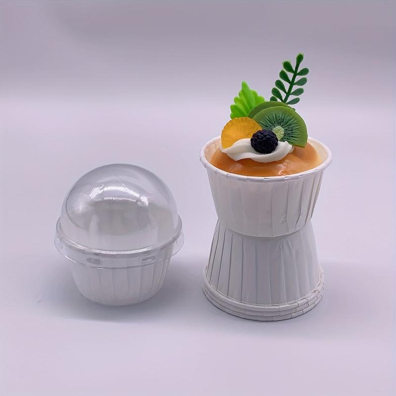 50pcs Cake Cups With Lids Heat Resistant Cake Paper Holder