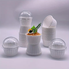 50pcs Cake Cups With Lids Heat Resistant Cake Paper Holder