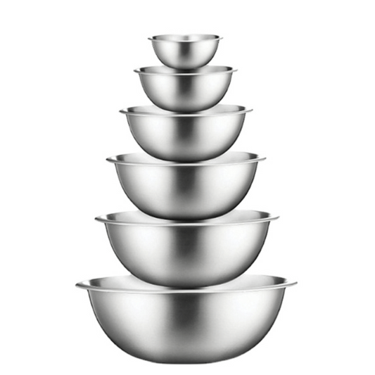 6pcs Stainless Steel Mixing Bowls Unbreakable Ramen Bowls Salad Egg Flour Mixing