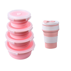 4pcs Collapsible Food Storage Containers with Lids for Camping Bento Lunch Boxes