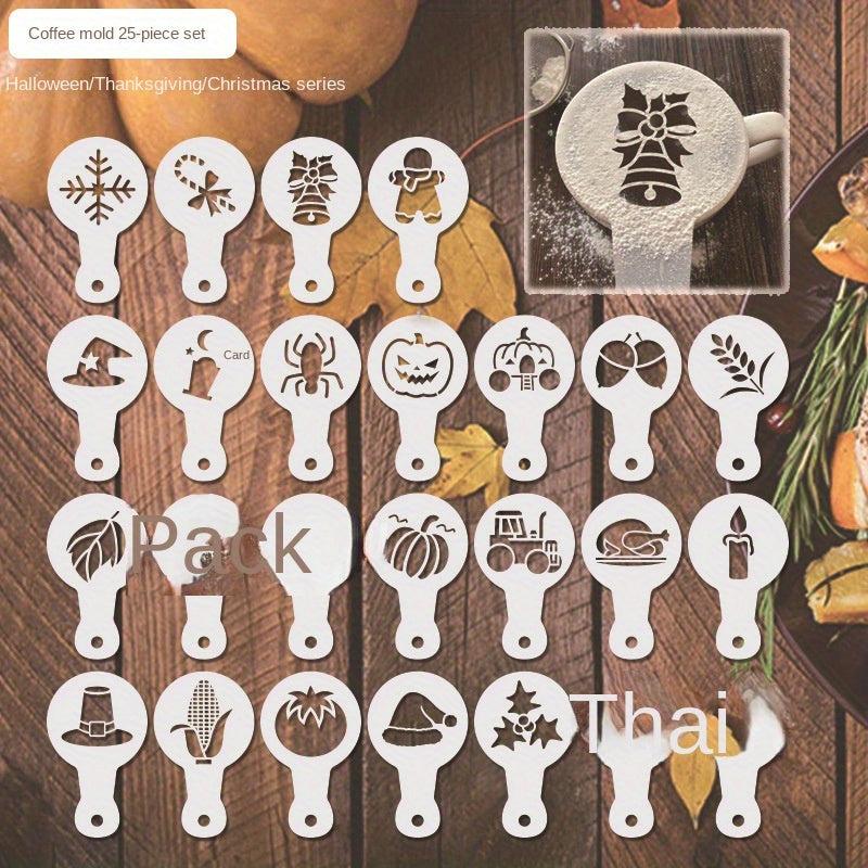 25pcs Coffee Stencil Latte Stencils Barista Template