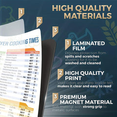 2pcs Magnetic Cheat Sheet Set for Air Fryers Reference Guide Cooking Times