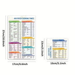 2pcs Magnetic Cheat Sheet Set for Air Fryers Reference Guide Cooking Times