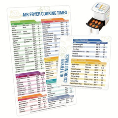 2pcs Magnetic Cheat Sheet Set for Air Fryers Reference Guide Cooking Times