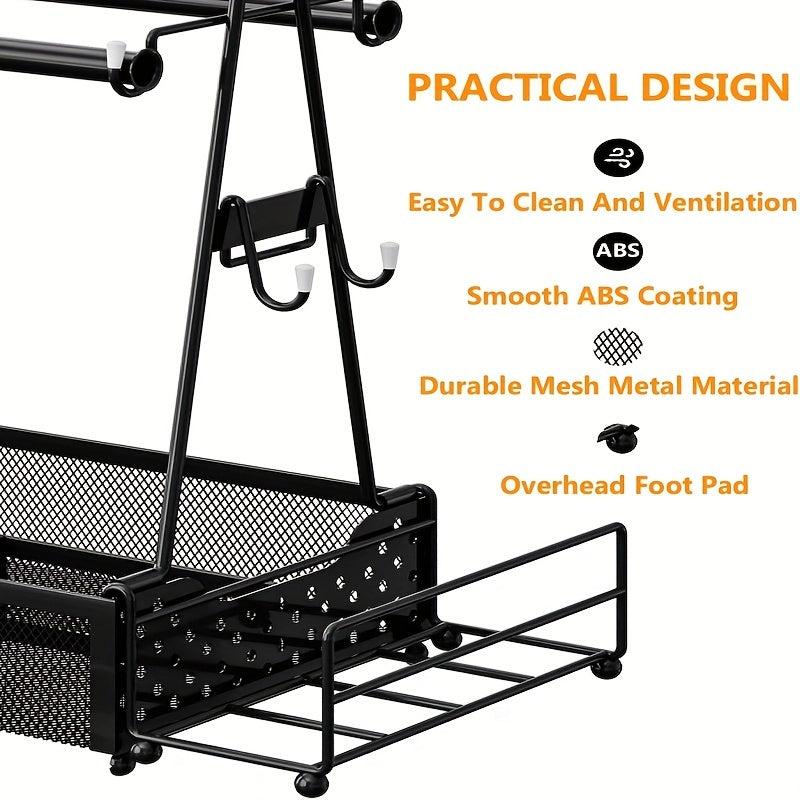 Large Grill Utensil Caddy with Hooks & Towel Holder for Outdoor Grilling