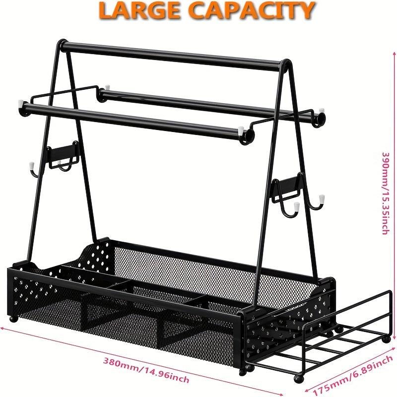Large Grill Utensil Caddy with Hooks & Towel Holder for Outdoor Grilling