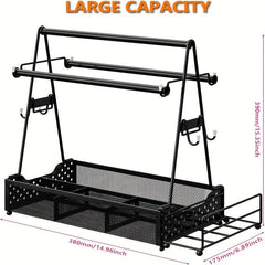 Large Grill Utensil Caddy with Hooks & Towel Holder for Outdoor Grilling