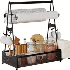 Large Grill Utensil Caddy with Hooks & Towel Holder for Outdoor Grilling