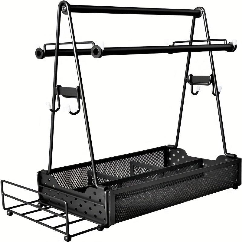 Large Grill Utensil Caddy with Hooks & Towel Holder for Outdoor Grilling