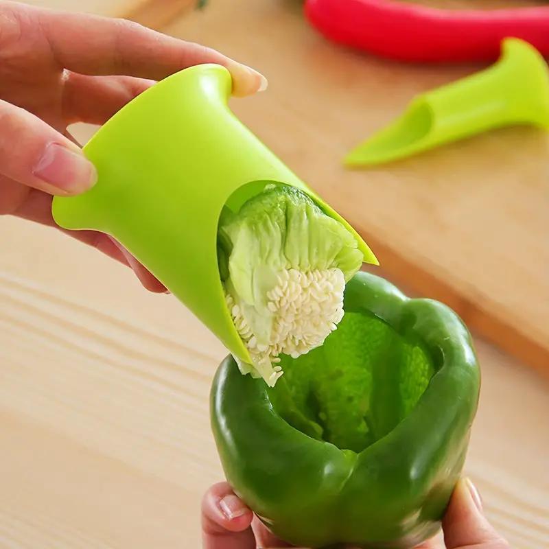 2pcs Pepper Corer and Seed Remover Plastic Tool for Kitchen and Garden