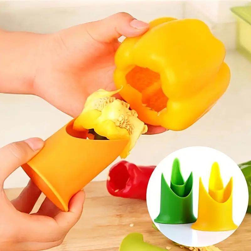 2pcs Pepper Corer and Seed Remover Plastic Tool for Kitchen and Garden