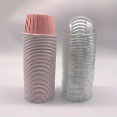 50pcs Curled Edge Cake Cups With Lids Heat Resistant Small Muffin Molds