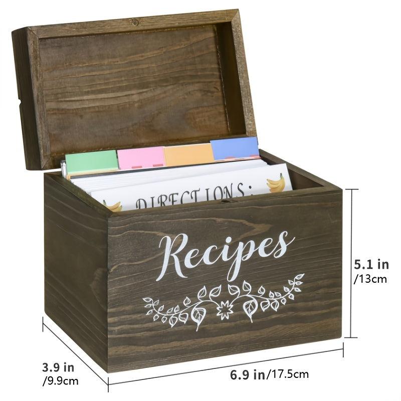 Wooden Recipe Box With Cards & Farmhouse Recipe Organizer