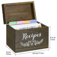 Wooden Recipe Box With Cards & Farmhouse Recipe Organizer