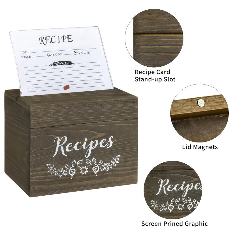 Wooden Recipe Box With Cards & Farmhouse Recipe Organizer