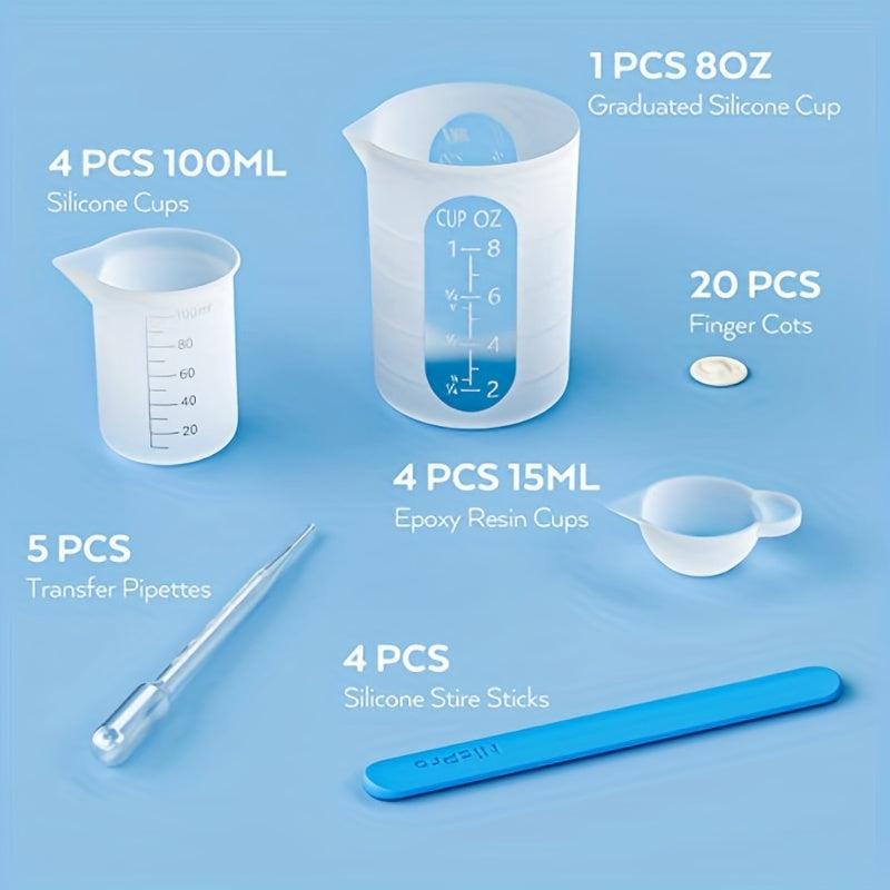 Nicpro Silicone Measuring Cup Kit 500ml & 100ml for Epoxy Mixing