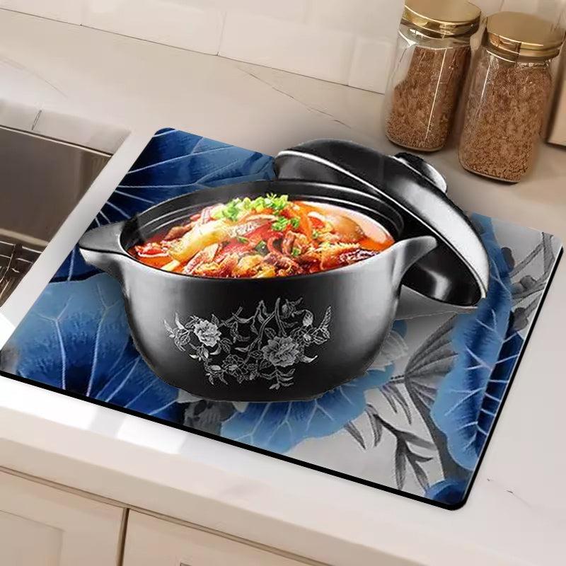 Rubber Drying Mat Kitchen Countertop Absorbent Pad Soft Diatom Mud Drain Pad