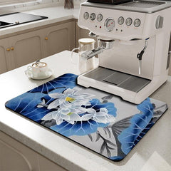 Rubber Drying Mat Kitchen Countertop Absorbent Pad Soft Diatom Mud Drain Pad