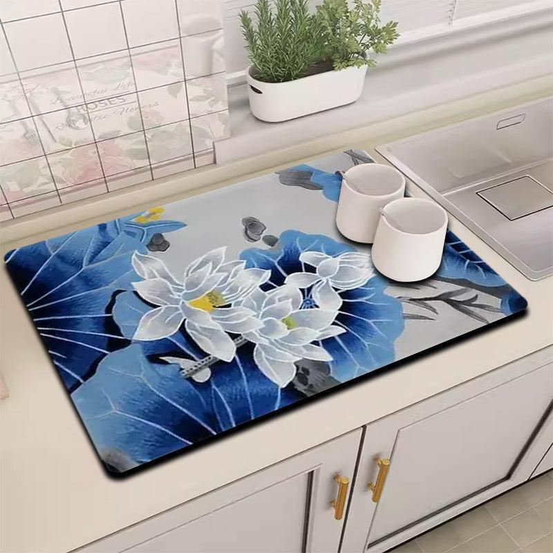 Rubber Drying Mat Kitchen Countertop Absorbent Pad Soft Diatom Mud Drain Pad