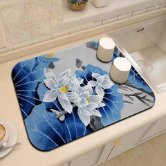 Rubber Drying Mat Kitchen Countertop Absorbent Pad Soft Diatom Mud Drain Pad