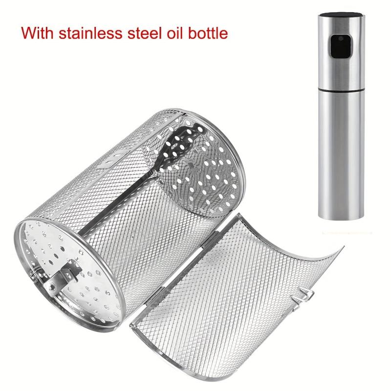 Stainless Steel BBQ Grill Basket With Bottle Round
