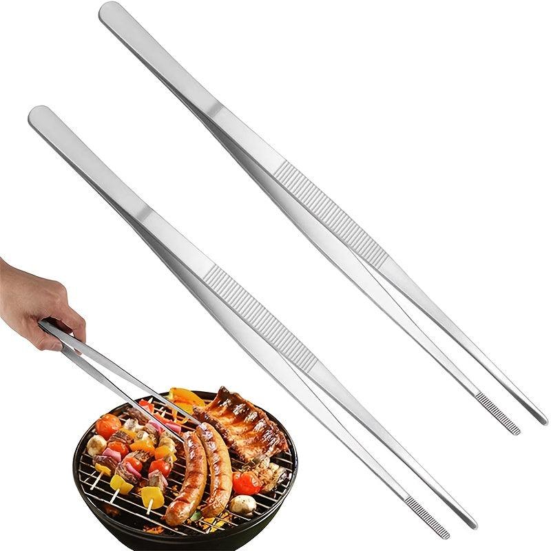 2pcs Stainless Steel Food Tongs, Anti-scalding Salad BBQ Steak Clip