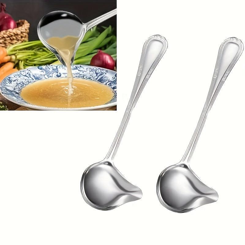 5pcs Stainless Steel Saucier Drizzle Spoon Sauce Ladle Pouring Spout