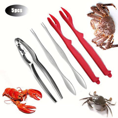5pcs Seafood Tools Set Crab Forks Lobster Pliers Shelling Pliers Sheller