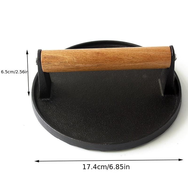 15 24 Cm Round Meat Press Burger Smasher with Wood Handle