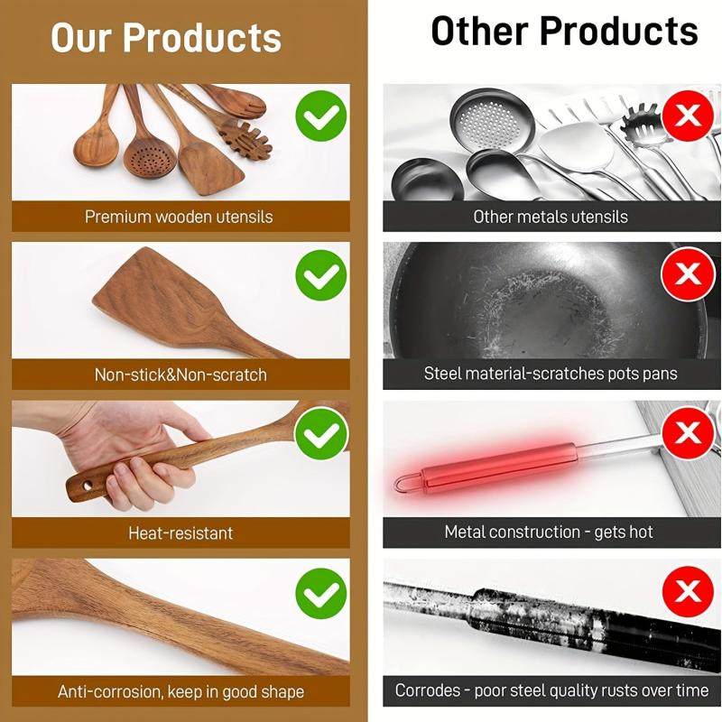 Wooden Spatula Teak Long Handle Spoon for Cooking