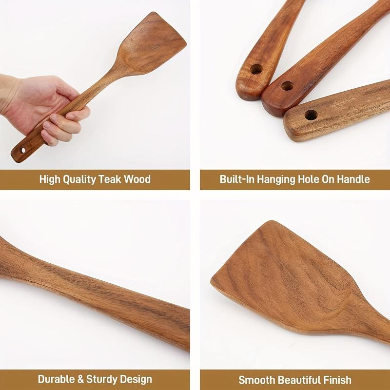 Wooden Spatula Teak Long Handle Spoon for Cooking
