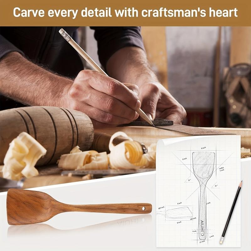 Wooden Spatula Teak Long Handle Spoon for Cooking