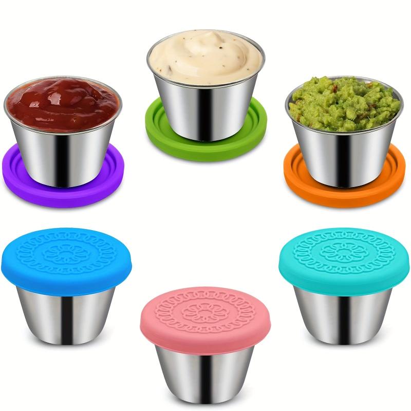 6pcs Stainless Steel Salad Sauce Containers Leakproof Reusable