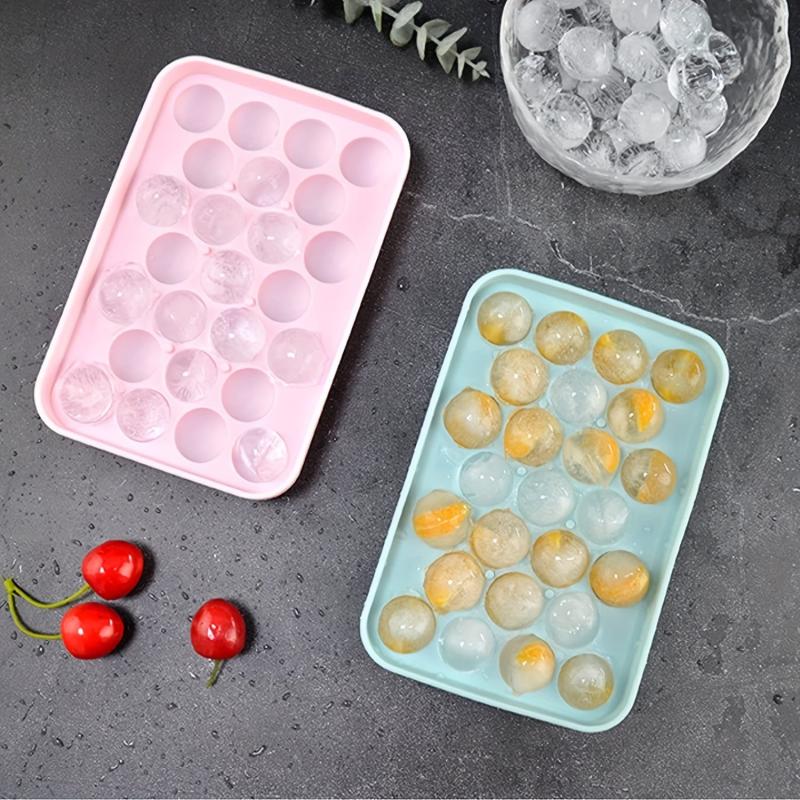 Silicone Ice Cube Trays 25 Cavity Mini Round Ice Cube Moulds With Lids